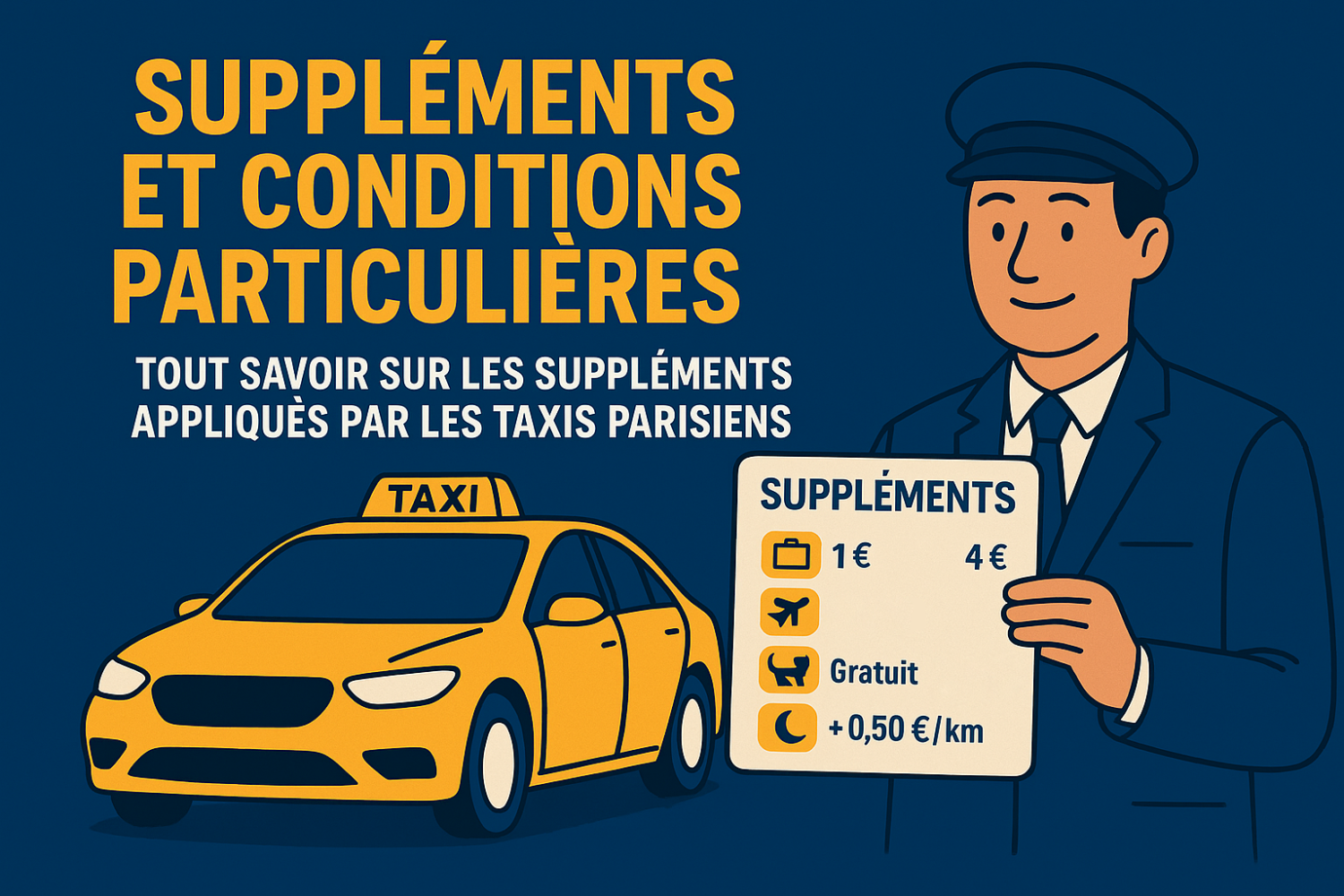 Tout savoir sur les suppléments appliqués par les taxis parisiens.