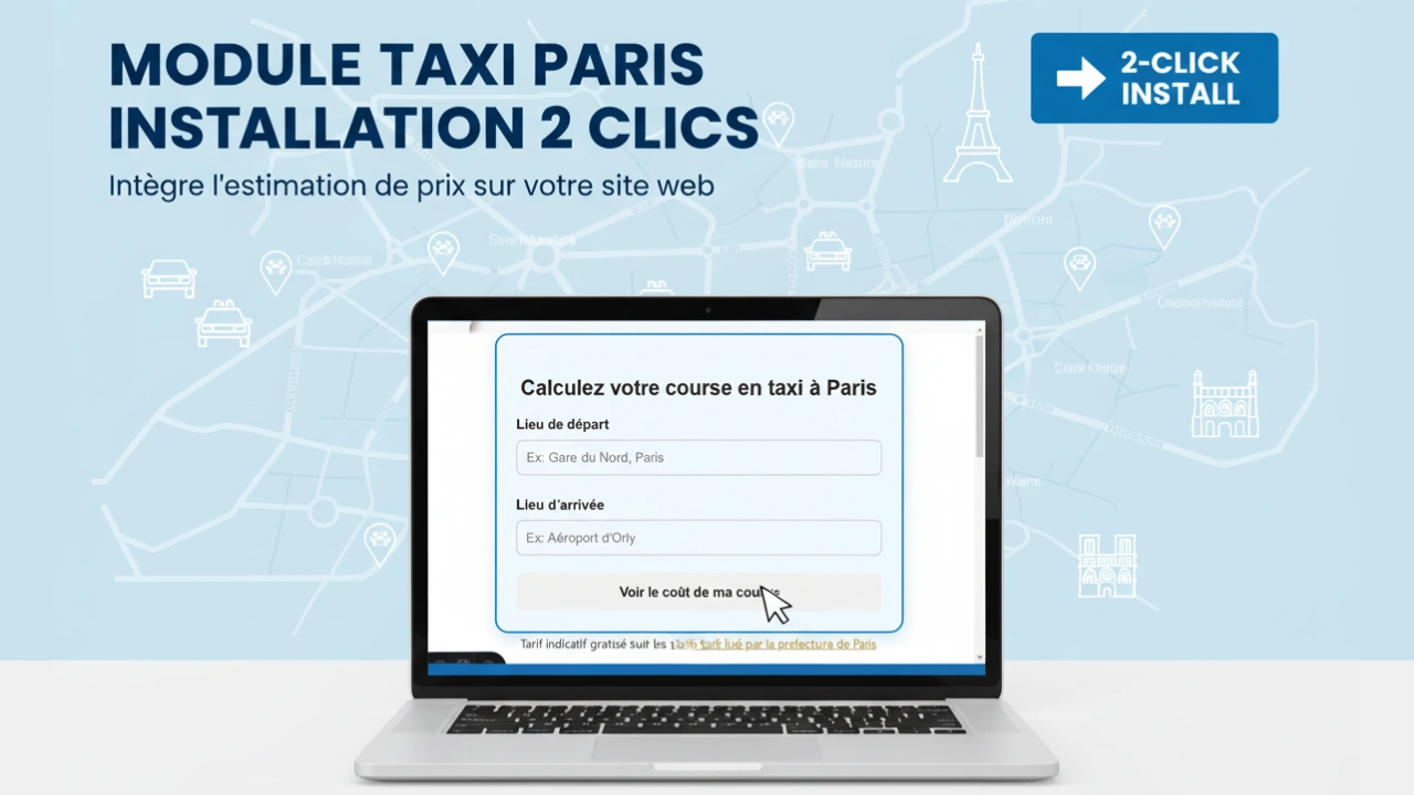 Découvrez le module gratuit à intégrer sur votre site web pour estimer le prix d’une course de taxi à Paris, conforme à la réglementation et aux forfaits officiels.